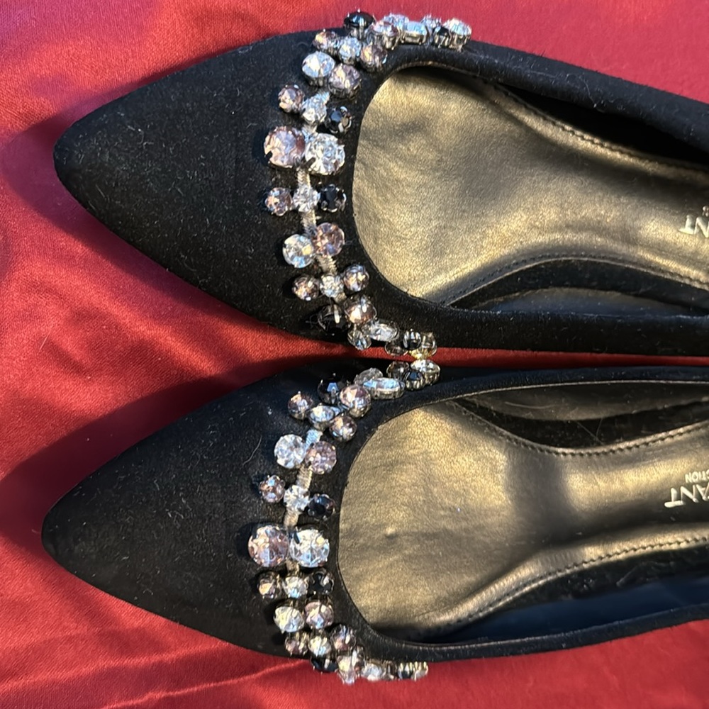 Lane Bryant Violetta Leather Upper sz 9W black suede and gemstones